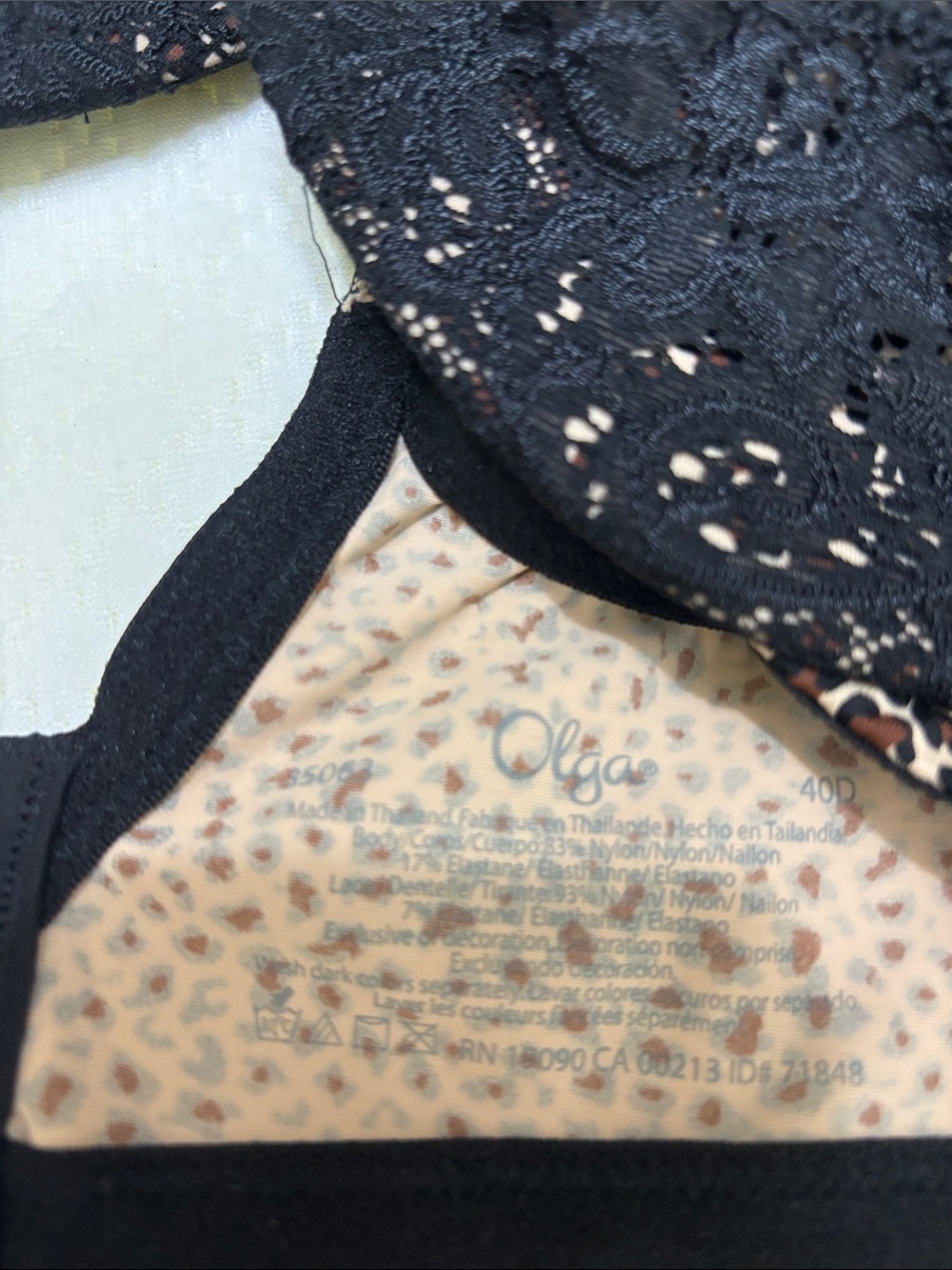 Olga Leopard Print Underwire Bra with Black Lace Trim - Picture 9 of 15